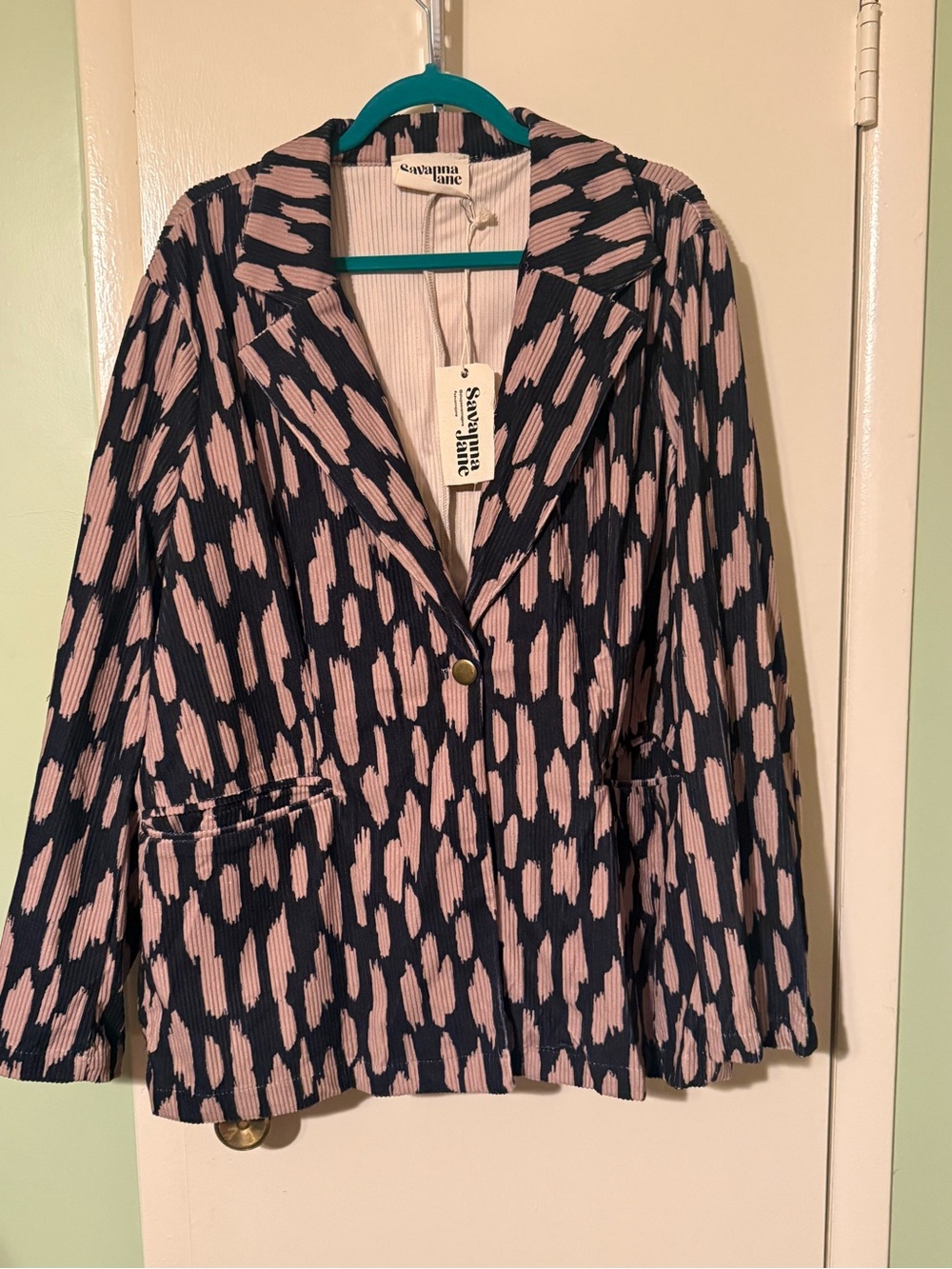 Savanna Jane Taupe and Black Printed Blazer Jacket Sz 2X NWT